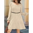 thumbnail image 3 of Womens Square Neck Long Sleeve Fall Dresses Casual Babydoll Sweater Dress  S, 3 of 6