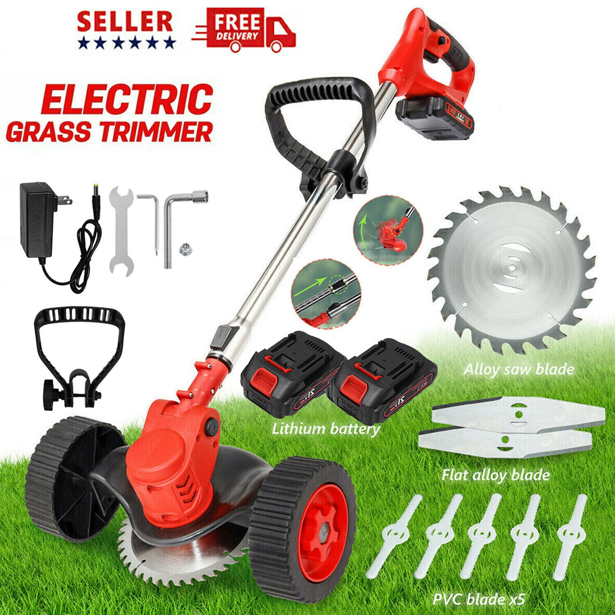 FOCUSSEXY String Trimmer Cordless Weed , Power Grass Trimmer,Battery