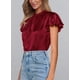thumbnail image 5 of Blusa de Mujer PRETTYGARDEN Manga con Volantes Satén Vino Rojo XL, 5 of 6