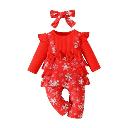 

TIREOW Daily Kids Bodysuit Baby Girls Boys Christmas Outfits Romper Long Sleeve Bodysuit Xmas Jumpsuit Fall Winter Clothes Fashionable Athleisure Clothes(9-12 Months Red)