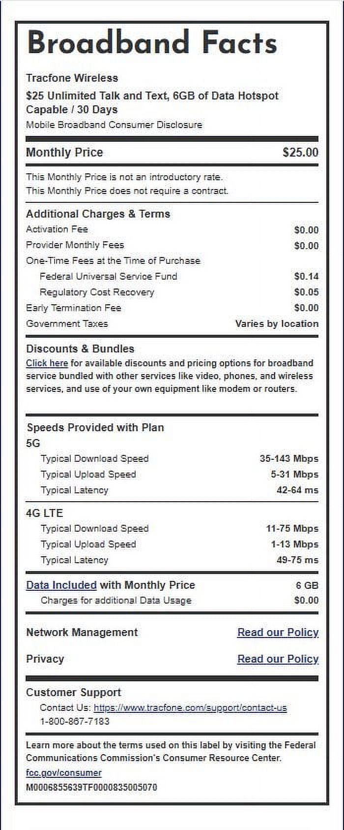 Tracfone $25 Smartphone Unlimited Talk & Text 30-Day Prepaid Plan (6 GB at high speed) e-PIN Top UP (Email Delivery)