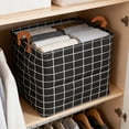 thumbnail image 5 of AKLJWH Foldable Storage Basket with Handles, Portable Linen Organizer Bin, Multipurpose Tote for Clothes, Towels, Laundry, Space Saving Supplies for Bedroom, Bathroom,#01 Black, 5 of 6