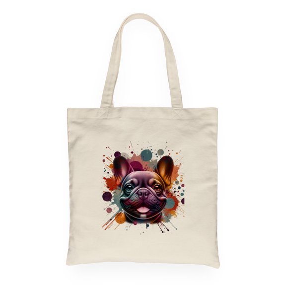 French Bulldog Portrait Watercolor Vintage Retro Styles Canvas Tote Bag Dog Lover Gifts Reusable Shopping Grocery Bag - 00001