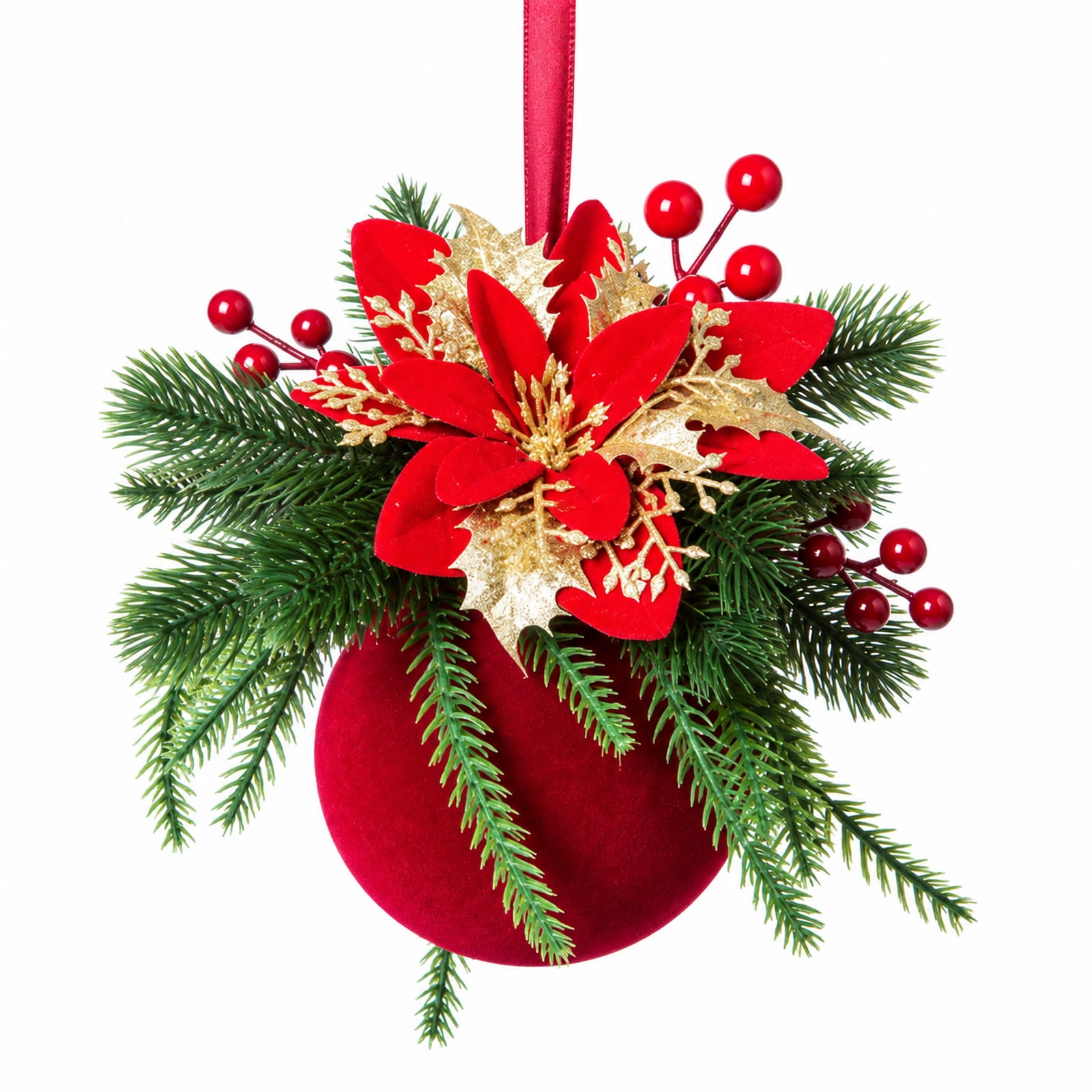 Christmas Ornaments Rustic Flocked Pinecone Berry Ball Hanging Decorations Set for Tree Fireplace Mantel Shelf Indoor Seasonal Holiday Winter Gift Xmas Home Decor