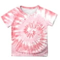 thumbnail image 3 of Shirts for Girls 12-14 Tie Dye Print Short Sleeve Crewneck Raglan Tops Loose Fit Summer Tee Shirt Back To School Clothes,C-Pink,120(4-5 Years), 3 of 4