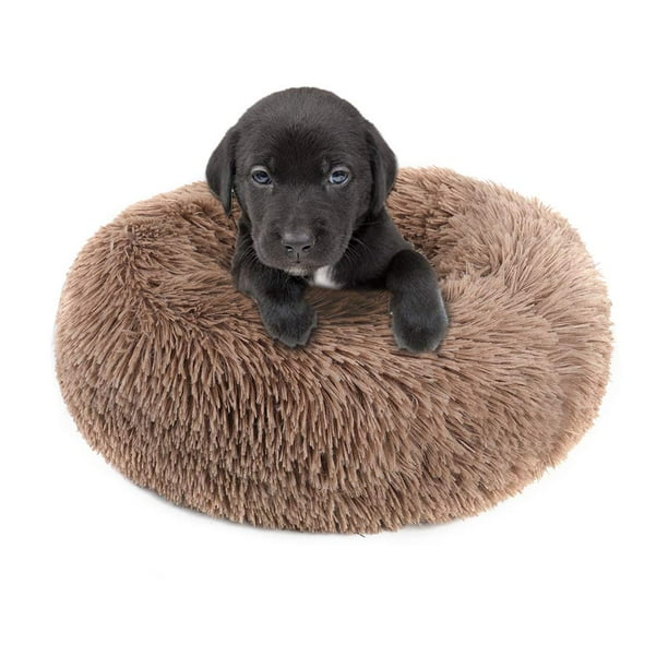 Round Plush Pet Bed for Dogs & Cats,Fluffy Soft Warm Calming Bed