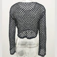 thumbnail image 6 of Hollow Out Crop Tops for Women Summer Fall Crochet Cover Ups Crewneck Bell Long Sleeve Cropped Short T Shirts (Large, Black), 6 of 6