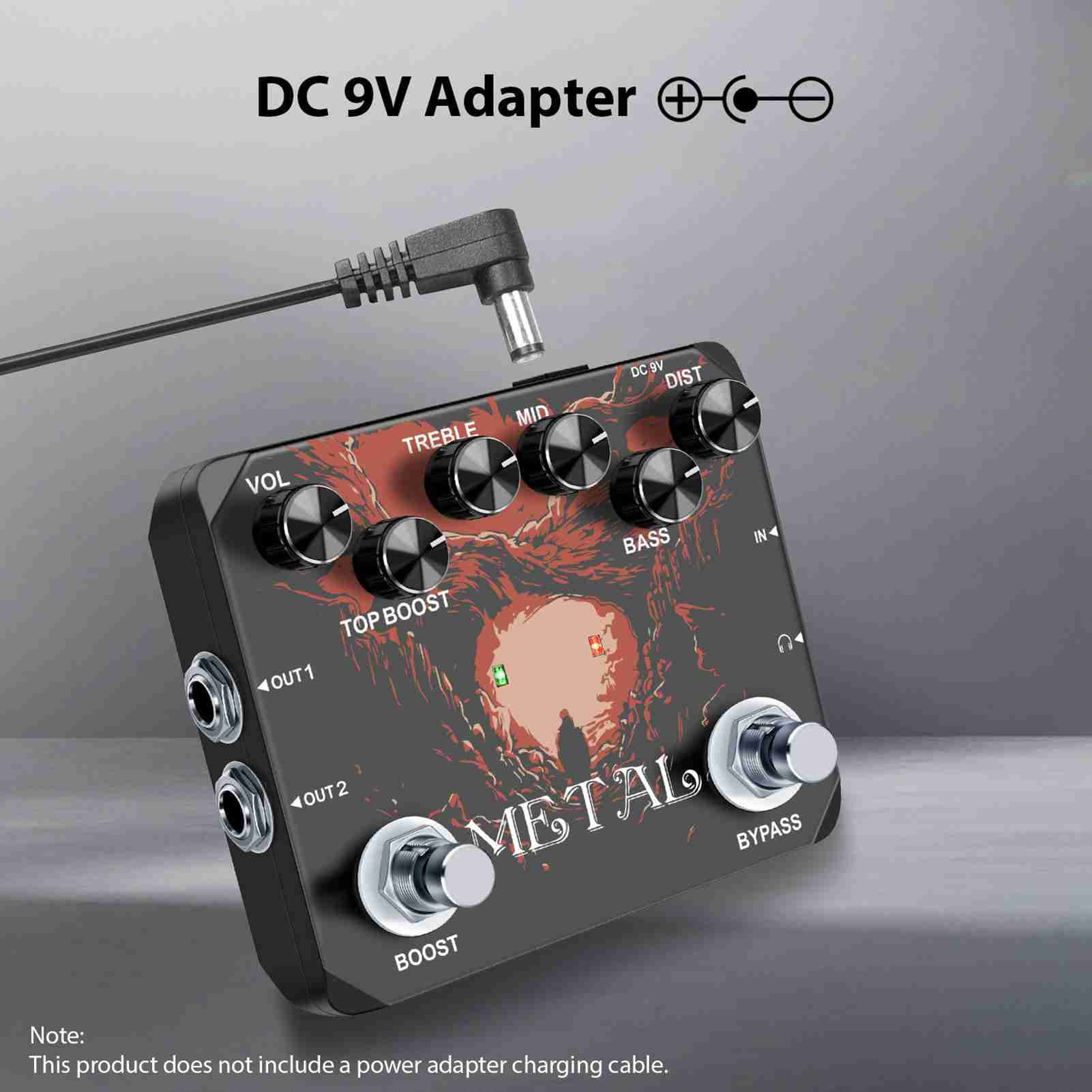 Cacagoo Metal Guitar Effect Pedal, 80s/90s Traditional Metal Sound, Distortion with Treble Mid Bass Boost, True Bypass, Full Metal Case for Electric Guitar