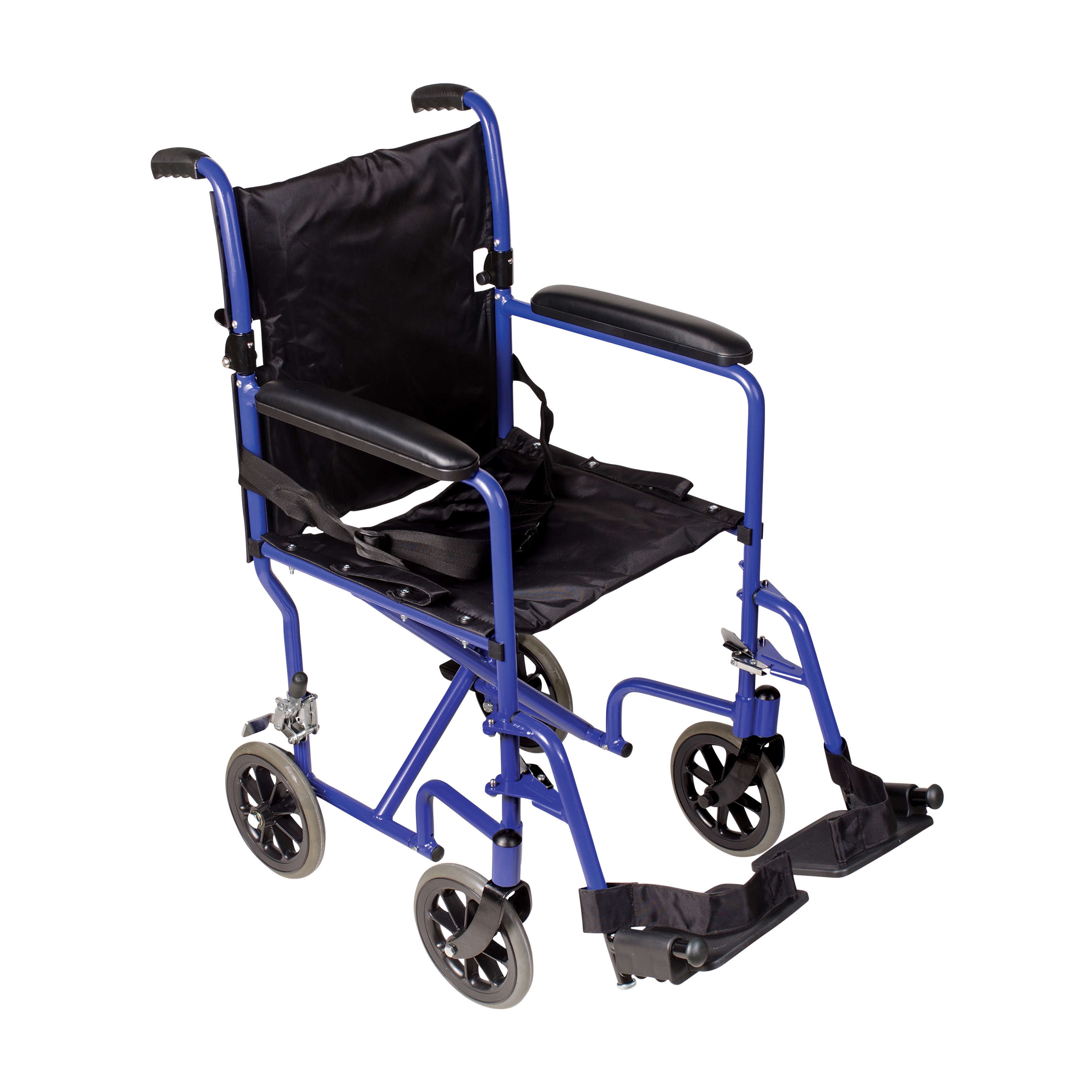 Dmi Ultra Lightweight Folding Transport Chair Travel Wheelchair Royal Blue Walmart Com Walmart Com