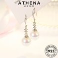 thumbnail image 3 of ATHENA Joyería Gancho Original Diamante Moissanite Jade Plata Pendientes 925 Mujer Perla M010, 3 of 4