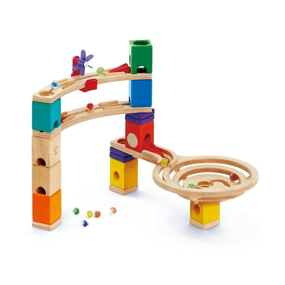 Hape Quadrilla Race To The Finish Marble Run Wooden Toy Set For Kids 4 Years ...