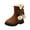 Brown, variant on Frontwalk Girls Snow Boots Side Zip Winter Shoes Fluffy Mid Calf Boot Party Comfort Warm Shoe Kids Plush Lined Brown 8C