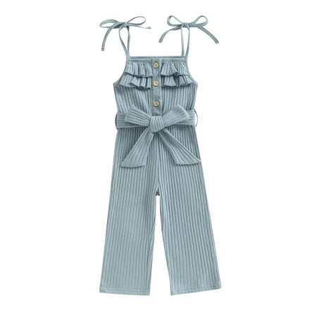 

Baby Girl Bell Bottoms Romper Pants Knit Overalls Solid Ribbed Clothes Cute Toddler Girl Jumpsuit