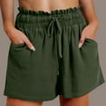 thumbnail image 2 of Womens Linen Casual Shorts, High Waisted Wide Leg Shorts Summer Flowy Beach Drawstring Shorts with Pockets in Clearance Green L, 2 of 6