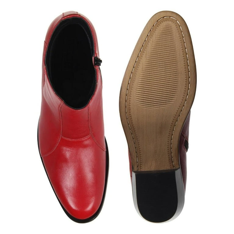 mens red dress boots Amazon.com | Santimon Mens Chelsea Boots Wedding Casual Red Dress Ankle  Boots Genuine Leather Metal Square Toe Cowboy Boots Snakeskin Texture Party  Disco Prom Western Boots for Men Red 5.5 US
