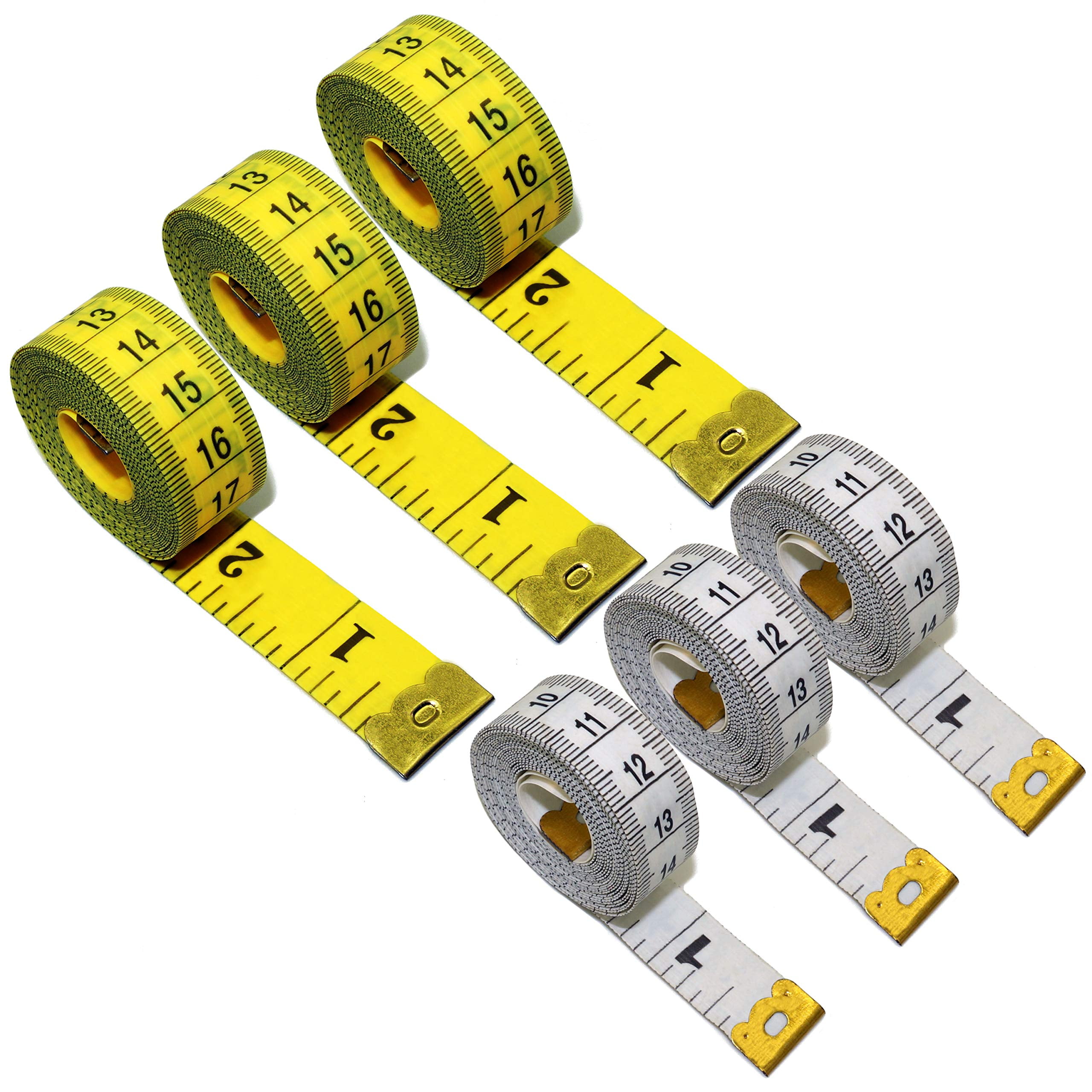 6 Count 2 Sizes Double Sided Soft Tape Measure Set 120 Inch 300 CM and