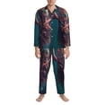 thumbnail image 3 of Yiaed Abstract Botanical Heart Print Men’s Pajamas Set - Long Sleeve Button Down Sleep Shirt and Pajama Bottoms Sleepwear Set Mens Pjs Sets Men's Pajama Bottoms-XX-Large, 3 of 7