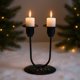 thumbnail image 1 of Candelabro romántico de dos brazos | Elegante candelabro de hierro para decorar mesas de Navidad y bodas | Centro de mesa dorado y negro para cenas y eventos, 1 of 7