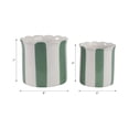 thumbnail image 5 of Ceramic Scalloped Striped Flower Pots for Home Decor - Decorative Planters for Indoor and Outdoor Plants - Plant Pots for Living Room and Garden Decor - Set of 2, 7", 6", Green & White, 5 of 14