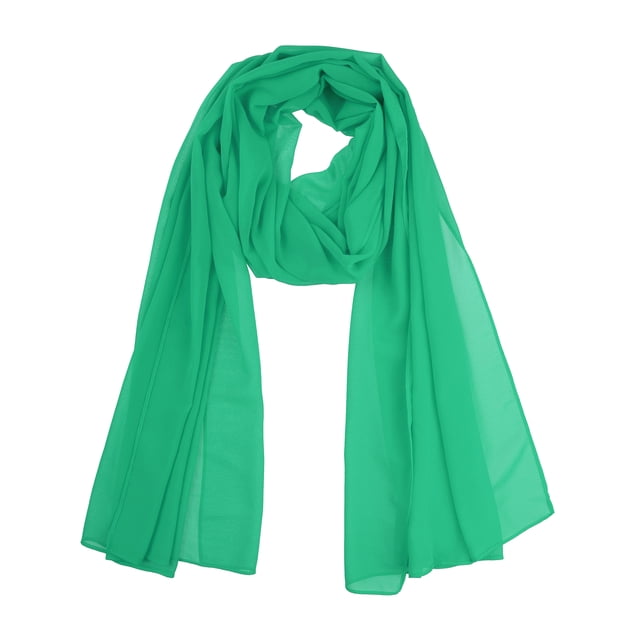 INSPIRAR CHIC Bufanda de Chiffon Sólido para Mujeres, Ligera, Suave, Transparente, Larga, Envoltura para la Cabeza, Chal, Bufandas Verde Menta Oscuro 68.9x27.6 pulgadas