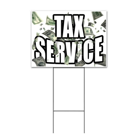 Tax Service (18" x 24") Yard Sign, Includes Metal Step Stake