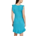thumbnail image 3 of INSPIRE CHIC Women's Casual Round Neck Midi Ruffled Knit Dresses S Blue, 3 of 6