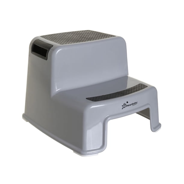 Banco Taburete Gris con negro Dreambaby 2 escalones, ideal para baño, cocina, soporta hasta 90 kg.