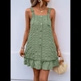 thumbnail image 4 of Vestidos de Verano para Mujer, Cuello Redondo, Hombros Descubiertos, Botones, Tirantes Finos, Vestido Informal Corto con Vuelo. Verde XL, 4 of 10