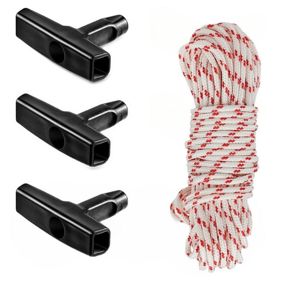 Recoil Starter Rope 4.0mm Diameter x10m Pull Cord with 3 Pcs Starter Handles Compatible with Lawn Mower Chainsaw Trimmer Edger Brush Cutter Generator Engine Parts