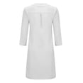 thumbnail image 4 of Robe en Lin de Coton pour Femmes Manches Mi-Longues Robe Unie Col Rond Décontractée Robe de Soirée Tenue de Détente, 4 of 5