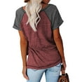 thumbnail image 2 of Langwyqu Womens Henley V Neck Raglan Short Sleeve Color Block T Shirts, 2 of 3