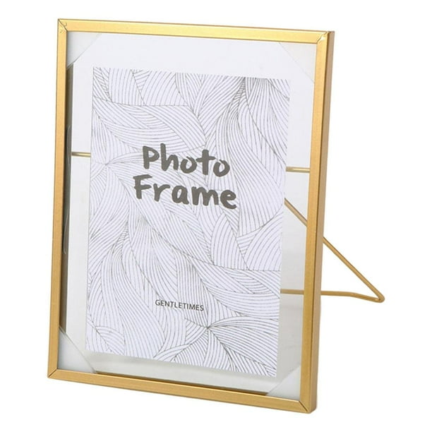 Colección de marcos de fotos modernos hechos de vidrio, marco de póster de fotos flotante hecho M dorado