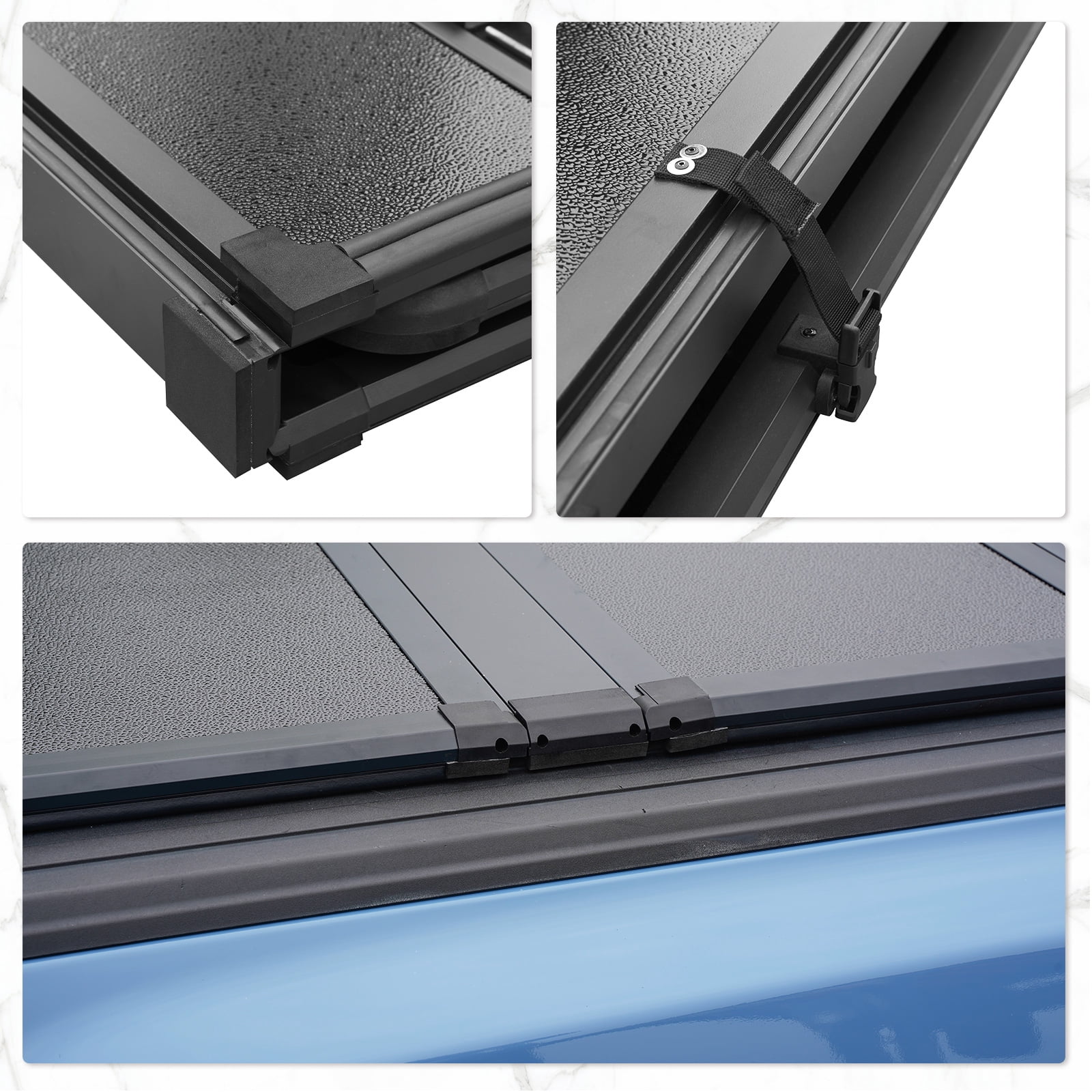 TOPRONE Hard Tri-Fold Tonneau Cover Fits 2007-2018 Chevy Silverado GMC Sierra 1500 with 5.8ft (69.3in) Truck Bed | Not Fits CarbonPro Bed | On Top |