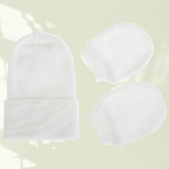 IBASETOY 1 Set of Cotton Baby Beanie Newborn Caps Durable White for Cold Weather Use
