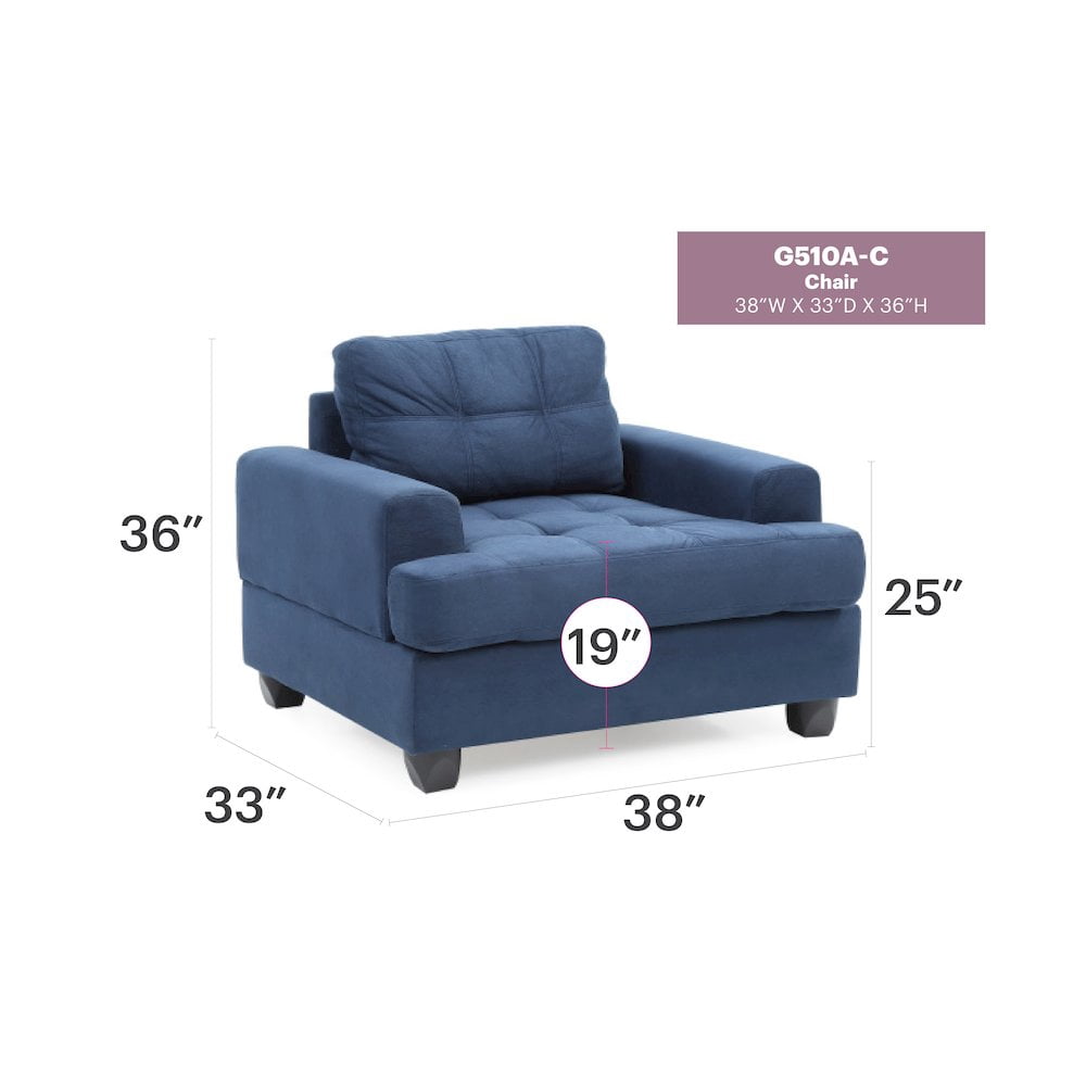 Glory Furniture Sandridge Accent Chair in Navy Blue Color