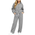 thumbnail image 2 of successthop Sweatsuits Women 2 Piece Outfit Matching Workout Lounge Sets Long Sleeve Hoodie Pocketed Sweatpant, 2 of 6