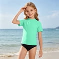 thumbnail image 2 of TGPMGRZ Boys Short Sleeve Rash Guard Swim Shirts UPF 50+ Sun Protection Swimwear Tops Mint Green 11-12 Years, 2 of 5