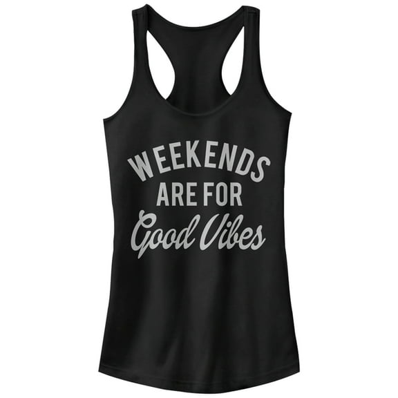 Junior's CHIN UP Weekends are for Good Vibes Racerback Tank Top Black 2X Large