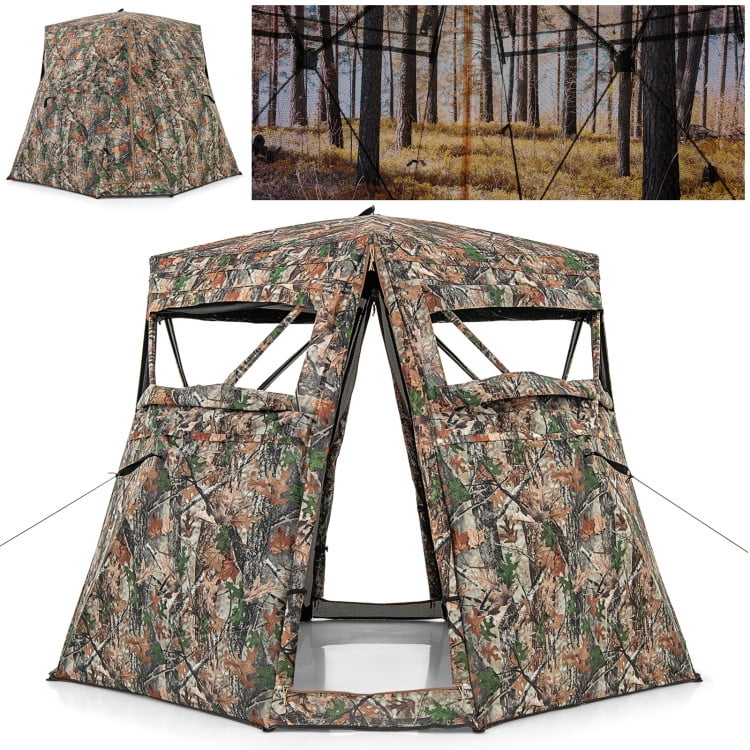Topcobe 360° One Way See Through Ground Hunting Blind for Deer and Turkey Hunting, Waterproof Camping Tents Easy Setup