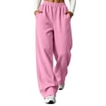 thumbnail image 1 of Pantalones Deportivos de Mujer de Pierna Recta con Bolsillos, Forro Polar Suave y Ligero, Color Sólido, Bajo Abierto, de Vestir sin Cierre, Cintura Elástica, Sudaderas de Otoño con Bolsillos, 3XL, 1 of 9