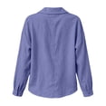 thumbnail image 3 of cocolona Womens Linen Peter Pan Collar Tops Dressy Casual Long Sleeve Button Solid Color Shirts, 3 of 5