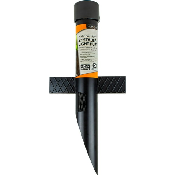 17.63 in. Black ABS Mounting Outdoor Mounting Post with Cap and Wings for Landscape Lighting, Flood Lights, or Pathway Lighting Ground Level Stabilizer