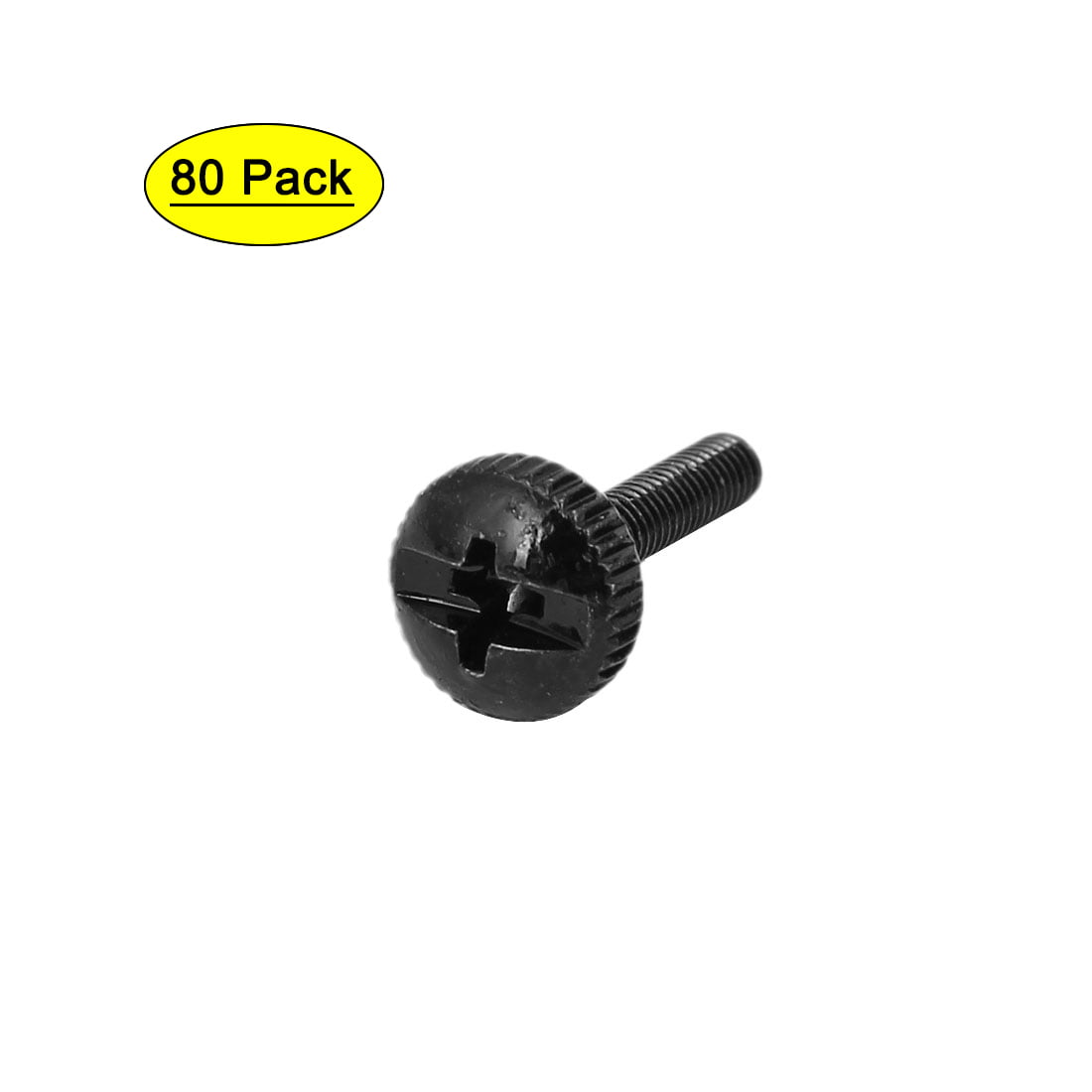 M3 x 12mm Knurled Phillips Head Thumb Screw Black 80pcs for Computer PC Case 