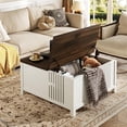 thumbnail image 2 of Winkalon 35.5” Square Lift Top Coffee Table, Farmhouse Coffee Table With Large Hidden Storage, Multi-Function Lift Wood Center Table for Home, Office, White, 2 of 9