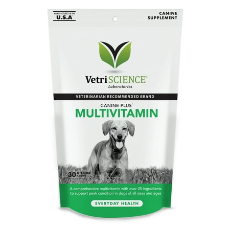VetriScience Canine Plus Multivitamin, Daily Nutritional Support for Dogs, Vegetable Flavor, 30 Bite-Sized (Best Vegetables For Dogs With Allergies)