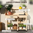 thumbnail image 4 of Outsunny Potting Bench Table, Includes Removable Outdoor Sink Station with Hose Hook Up, Wooden Work Station with Faucet, Drawer, Natural Wood, 4 of 9