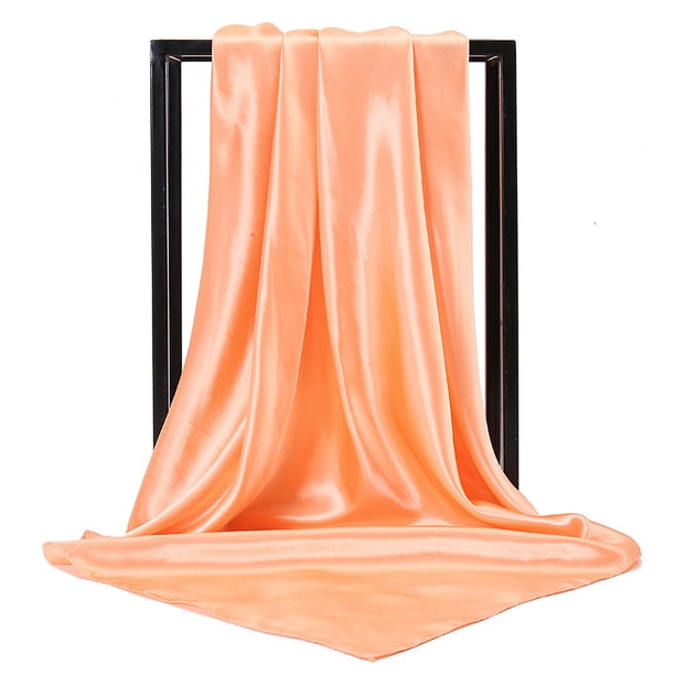 Nvzi Conjunto de 5 pañuelos de seda color naranja claro de 35,43 × 35,43 pulgadas, pañuelo cuadrado de satén suave para mujer, accesorio de moda para el cabello.