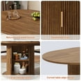 thumbnail image 6 of ChVans 47"-63" Extendable Round Dining Table with Storage, Modern Farmhouse Kitchen Table for 4-8, Round Table with Wood Strip Base, Circle Dining Table, Walnut, 6 of 10
