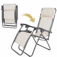 thumbnail image 5 of VTOY 2-Pack Zero Gravity Chair Outdoor Lounge Chairs Adjustable Mesh Reclining Chair for Pool Beach Camping Lounge Chair with Pillows and Cup Tray--Beige, 5 of 7