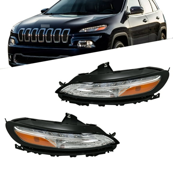 SEBLAFF Headlights Replacement for 2014-2018 Cherokee Left and Right Side Headlights w/DRL Running Lights Parking Market Signal Headlight Assembly